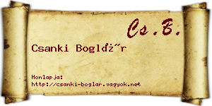 Csanki Boglár névjegykártya